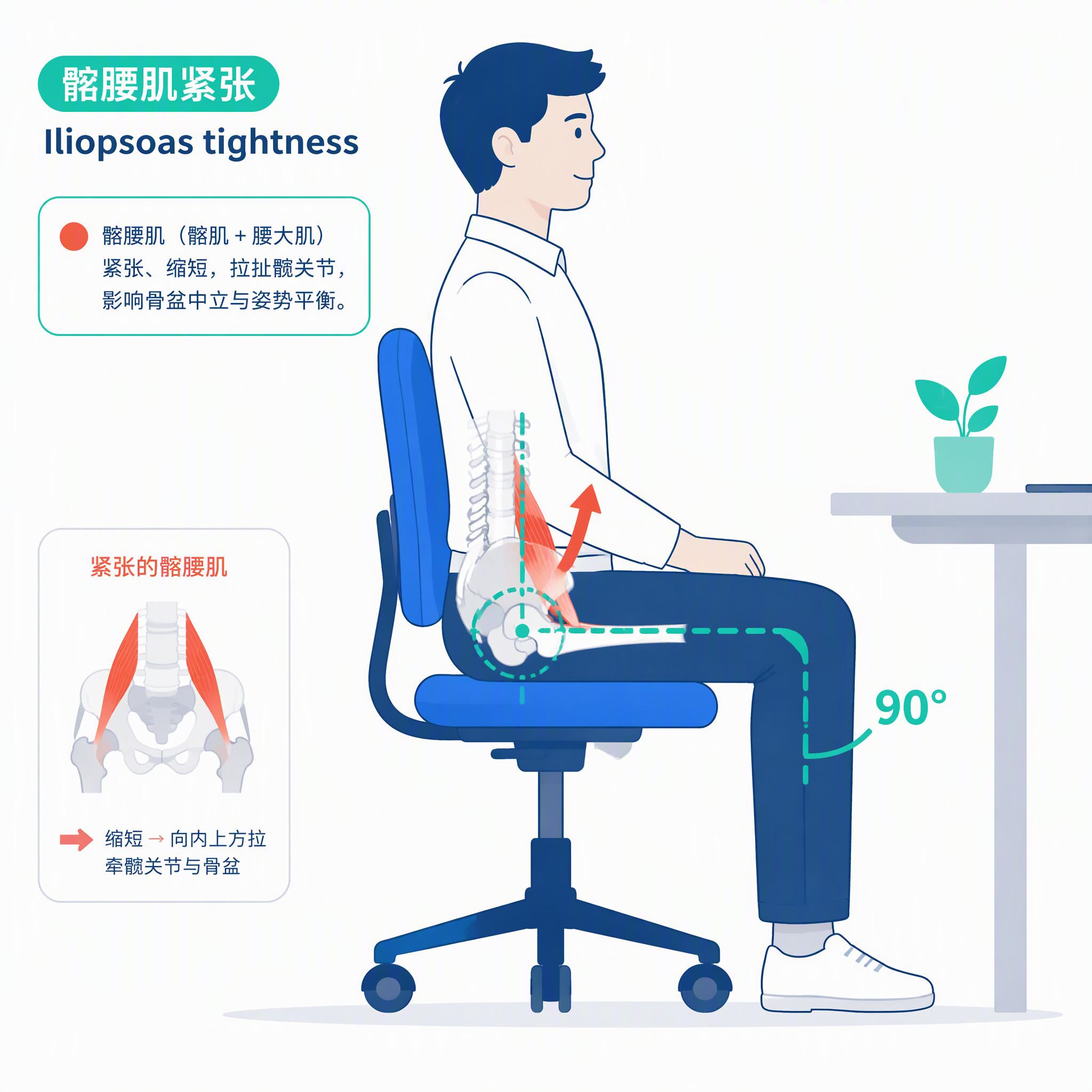 髂腰肌紧张综合征示意图