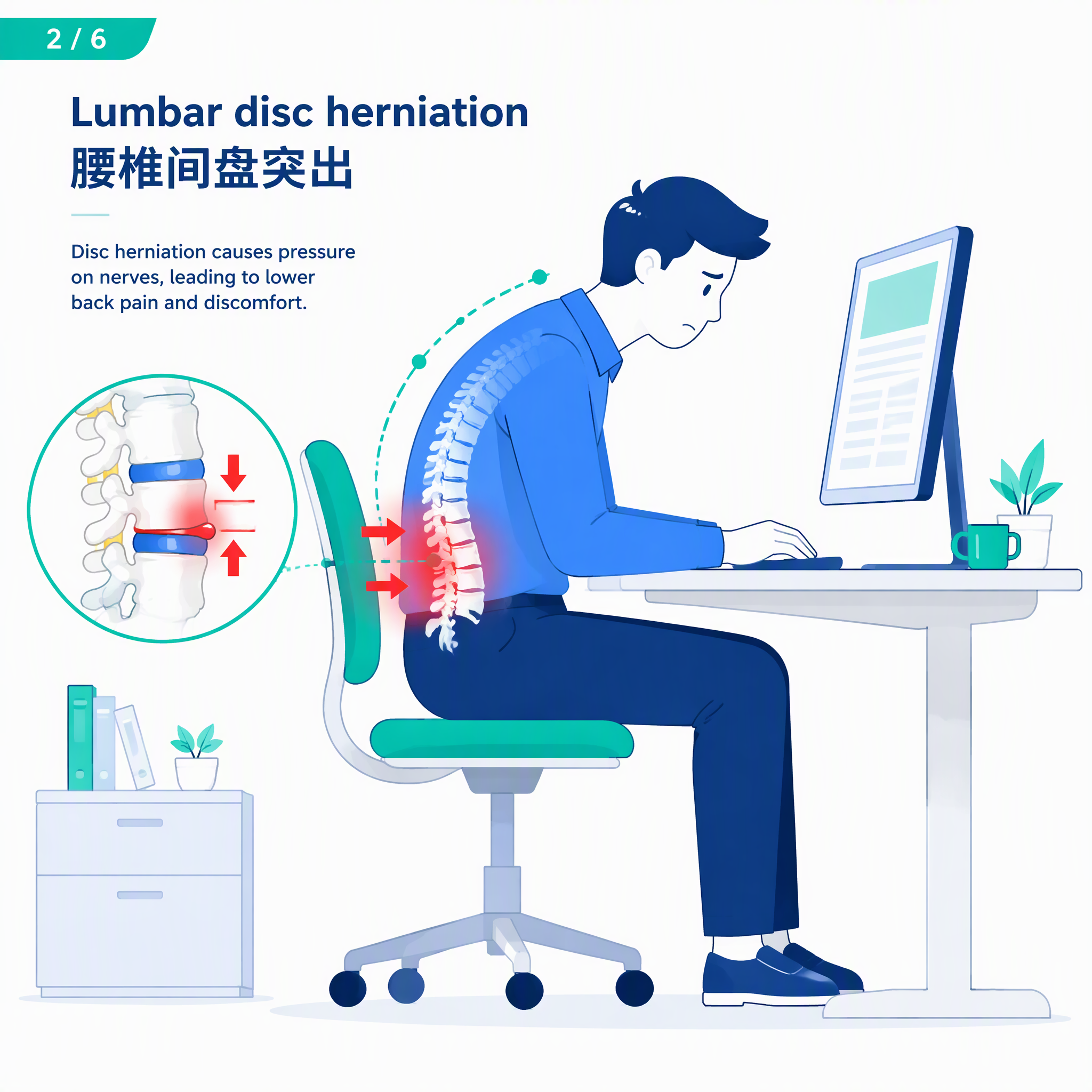 腰椎间盘突出示意图
